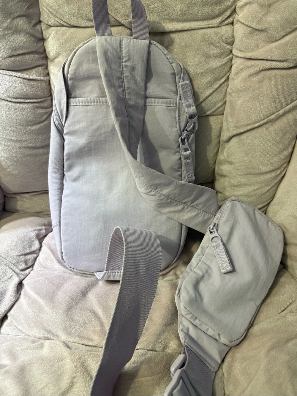 Lavender Nylon Sling Backpack | Crossbody Backpack | Travel & Everyday Bag